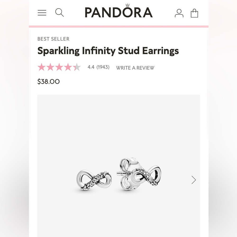 Pandora sparkling infinity stud earrings
